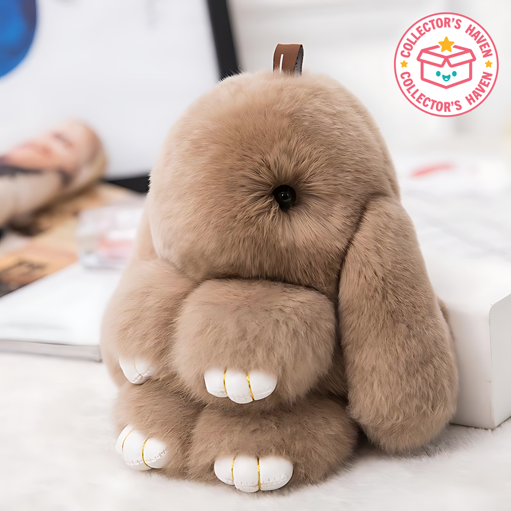 Fluffy Bunny Plush Keychain - Cute Rabbit Bag Charm