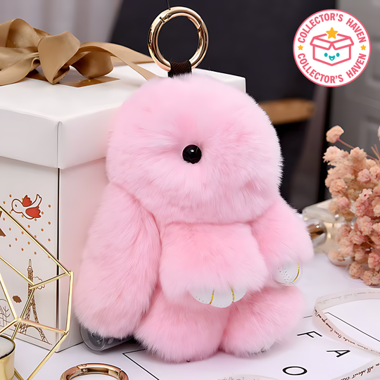 Fluffy Bunny Plush Keychain - Cute Rabbit Bag Charm